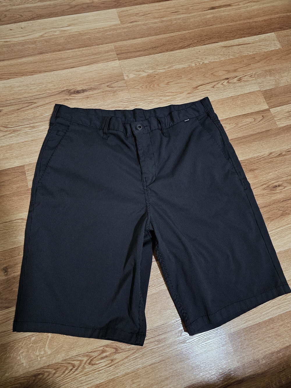 Hurley Men's Black Pinstripe Flat Front Shorts